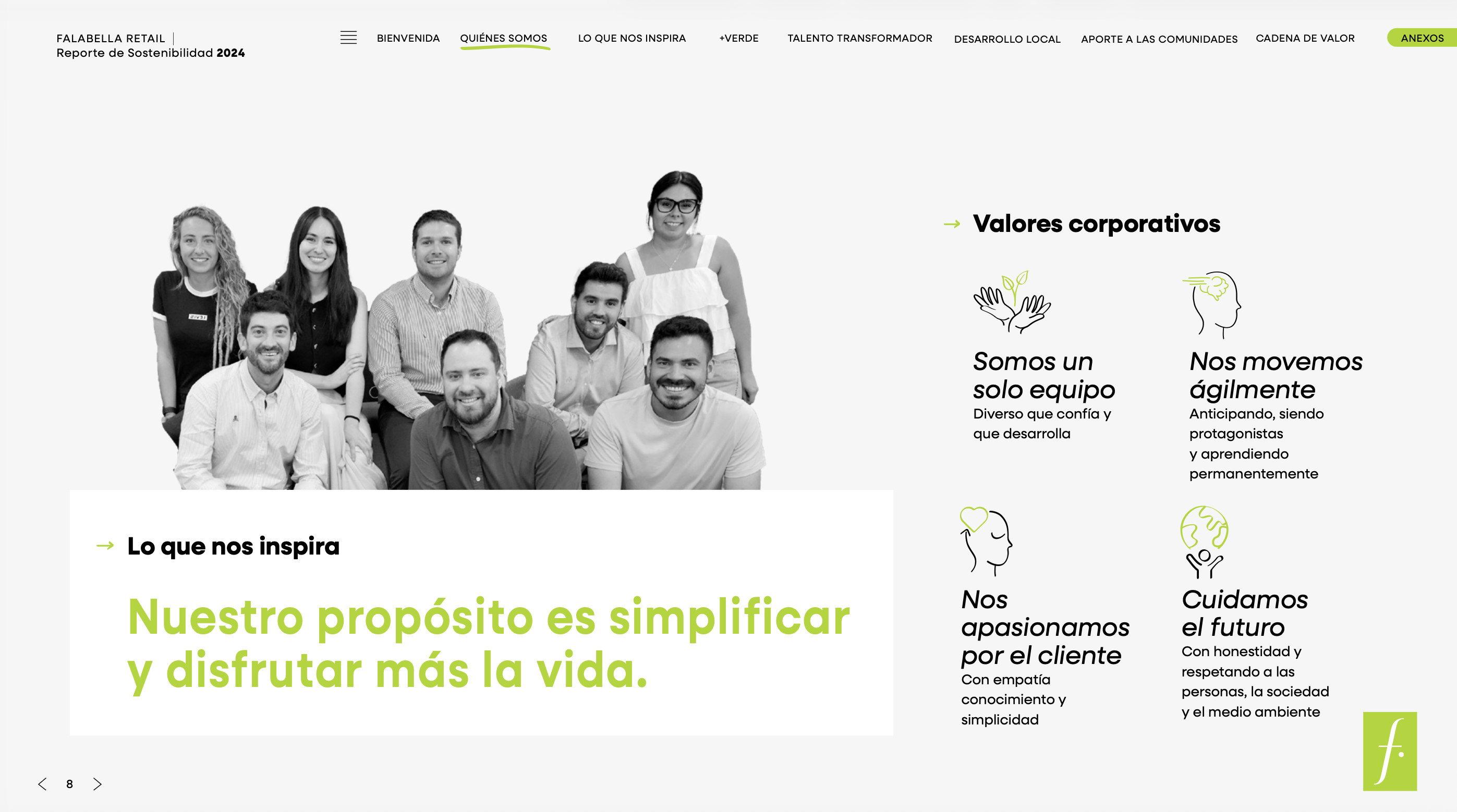 Detalle de iconografía orgánica — Reporte Falabella 2024