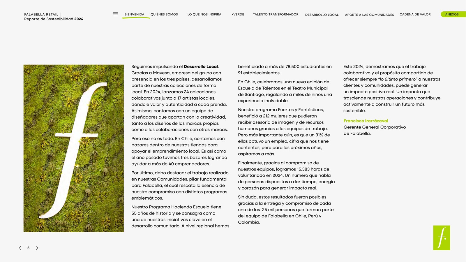 Spread interior — Reporte de Sostenibilidad Falabella 2024