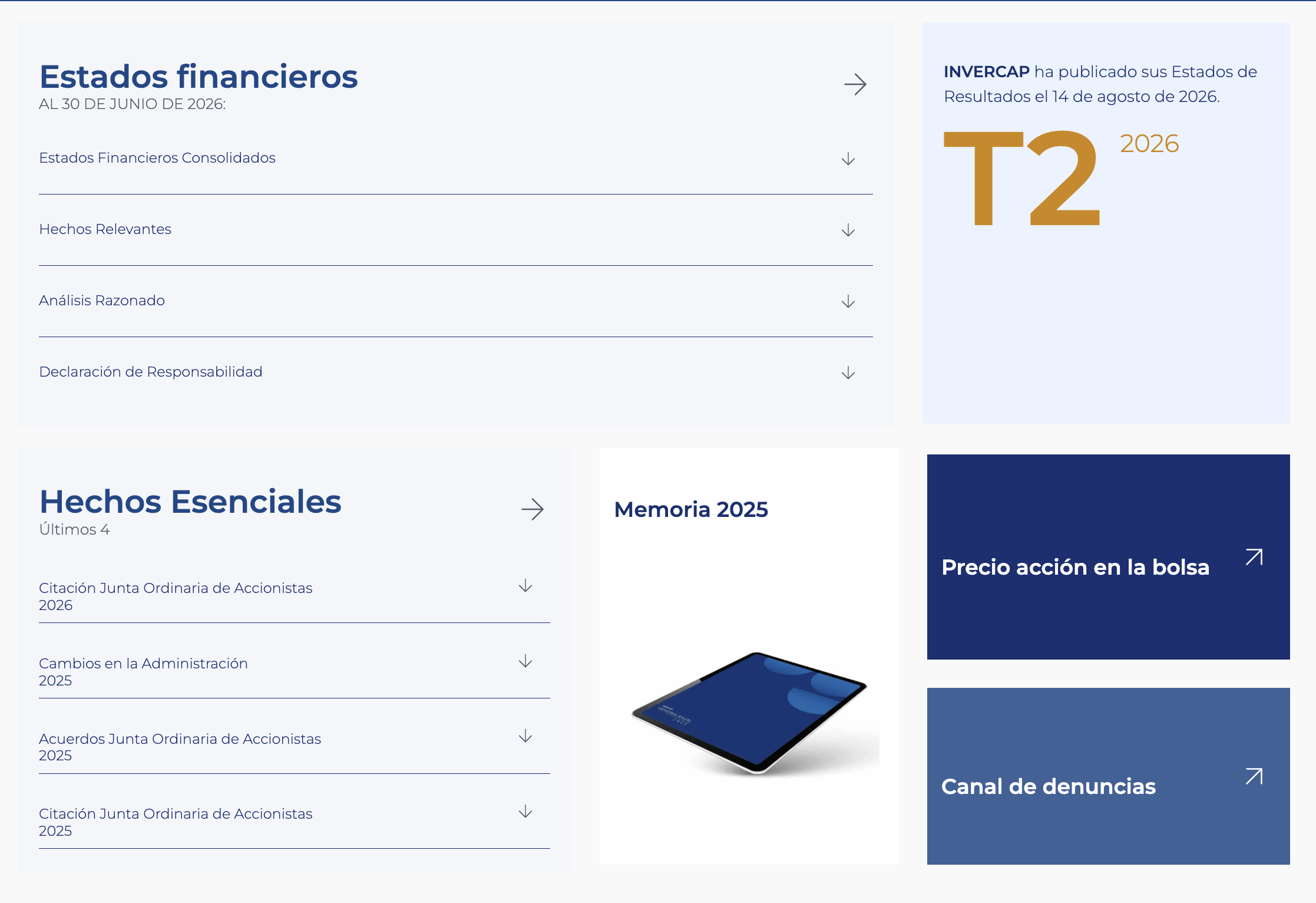 Widget de Inversionistas — Invercap